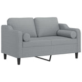2-Seater Sofa with Throw Pillows Light Grey 120 cm Fabric