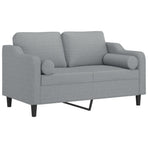 2-Seater Sofa with Throw Pillows Light Grey 120 cm Fabric