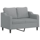 2-Seater Sofa with Throw Pillows Light Grey 120 cm Fabric