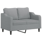 2-Seater Sofa with Throw Pillows Light Grey 120 cm Fabric