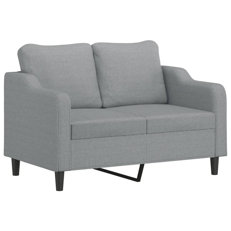 2-Seater Sofa with Throw Pillows Light Grey 120 cm Fabric