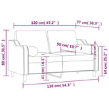 2-Seater Sofa with Throw Pillows Light Grey 120 cm Fabric