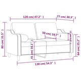 2-Seater Sofa with Throw Pillows Light Grey 120 cm Fabric - Low Angle