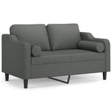 2-Seater Sofa with Throw Pillows Dark Grey 120 cm Fabric - Front View