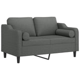 2-Seater Sofa with Throw Pillows Dark Grey 120 cm Fabric - Side View