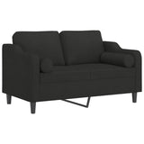 2-Seater Sofa with Throw Pillows Black 120 cm Fabric - Side View