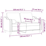 2-Seater Sofa with Throw Pillows Black 120 cm Fabric