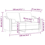 2-Seater Sofa with Throw Pillows Black 120 cm Fabric - Low Angle