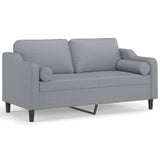 2-Seater Sofa with Throw Pillows Light Grey 140 cm Fabric - Front View