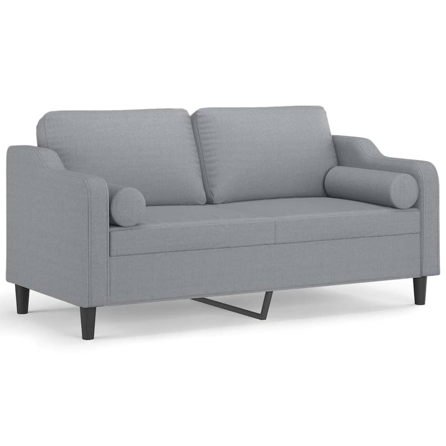 2-Seater Sofa with Throw Pillows Light Grey 140 cm Fabric