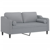 2-Seater Sofa with Throw Pillows Light Grey 140 cm Fabric