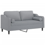 2-Seater Sofa with Throw Pillows Light Grey 140 cm Fabric