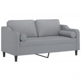 2-Seater Sofa with Throw Pillows Light Grey 140 cm Fabric - Side View