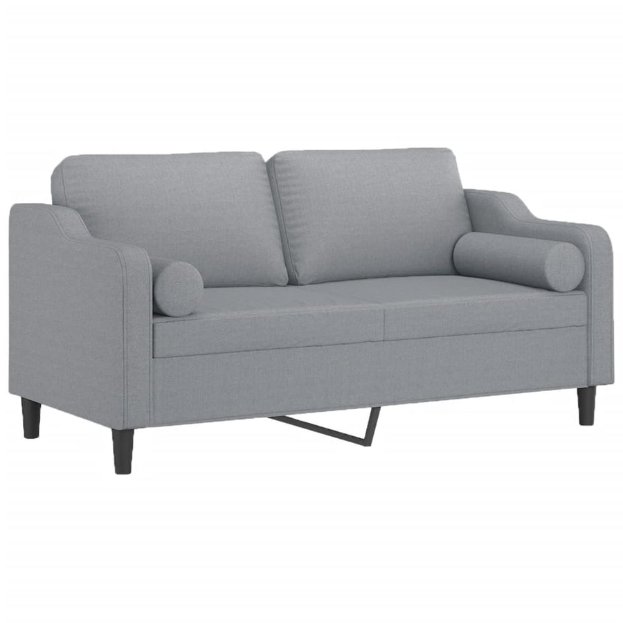 2-Seater Sofa with Throw Pillows Light Grey 140 cm Fabric
