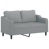 2-Seater Sofa with Throw Pillows Light Grey 140 cm Fabric