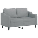 2-Seater Sofa with Throw Pillows Light Grey 140 cm Fabric