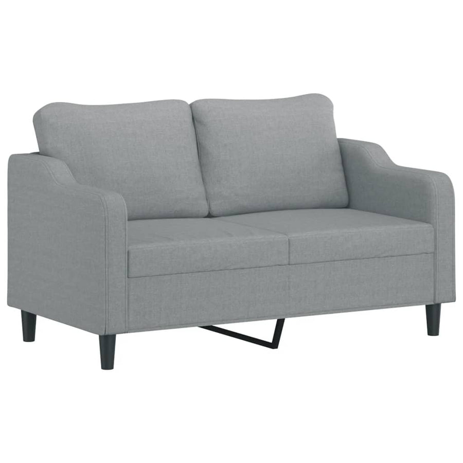 2-Seater Sofa with Throw Pillows Light Grey 140 cm Fabric