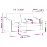 2-Seater Sofa with Throw Pillows Light Grey 140 cm Fabric