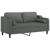 2-Seater Sofa with Throw Pillows Dark Grey 140 cm Fabric - Side View