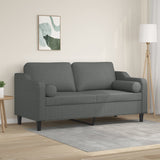 2-Seater Sofa with Throw Pillows Dark Grey 140 cm Fabric