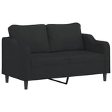 2-Seater Sofa with Throw Pillows Black 140 cm Fabric