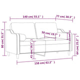 2-Seater Sofa with Throw Pillows Black 140 cm Fabric - Low Angle