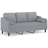 3-Seater Sofa with Throw Pillows Light Grey 180 cm Fabric - Front View