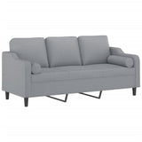 3-Seater Sofa with Throw Pillows Light Grey 180 cm Fabric - Side View