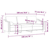 3-Seater Sofa with Throw Pillows Light Grey 180 cm Fabric - Low Angle