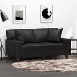 2-Seater Sofa with Throw Pillows Black 120 cm Faux Leather
