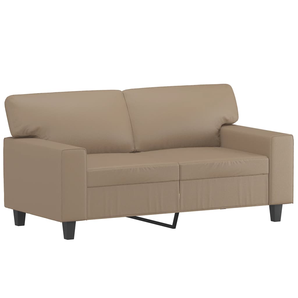 2-Seater Sofa with Throw Pillows Cappuccino 120 cm Faux Leather