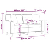 2-Seater Sofa with Throw Pillows Black 140 cm Faux Leather - Low Angle