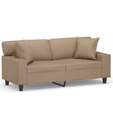 2-Seater Sofa with Throw Pillows Cappuccino 140 cm Faux Leather