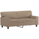 2-Seater Sofa with Throw Pillows Cappuccino 140 cm Faux Leather - Top-Down View