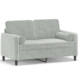 2-Seater Sofa with Throw Pillows Light Grey 120 cm Velvet - Front View