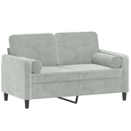 2-Seater Sofa with Throw Pillows Light Grey 120 cm Velvet