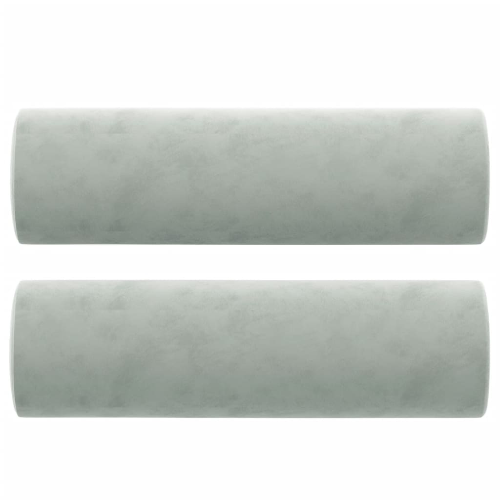 2-Seater Sofa with Throw Pillows Light Grey 120 cm Velvet