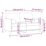 2-Seater Sofa with Throw Pillows Light Grey 120 cm Velvet