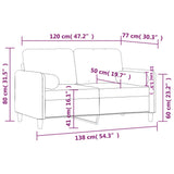 2-Seater Sofa with Throw Pillows Light Grey 120 cm Velvet - Low Angle