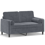2-Seater Sofa with Throw Pillows Dark Grey 120 cm Velvet - Front View