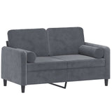 2-Seater Sofa with Throw Pillows Dark Grey 120 cm Velvet - Side View