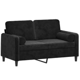 2-Seater Sofa with Throw Pillows Black 120 cm Velvet - Side View