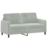 2-Seater Sofa with Throw Pillows Light Grey 140 cm Velvet
