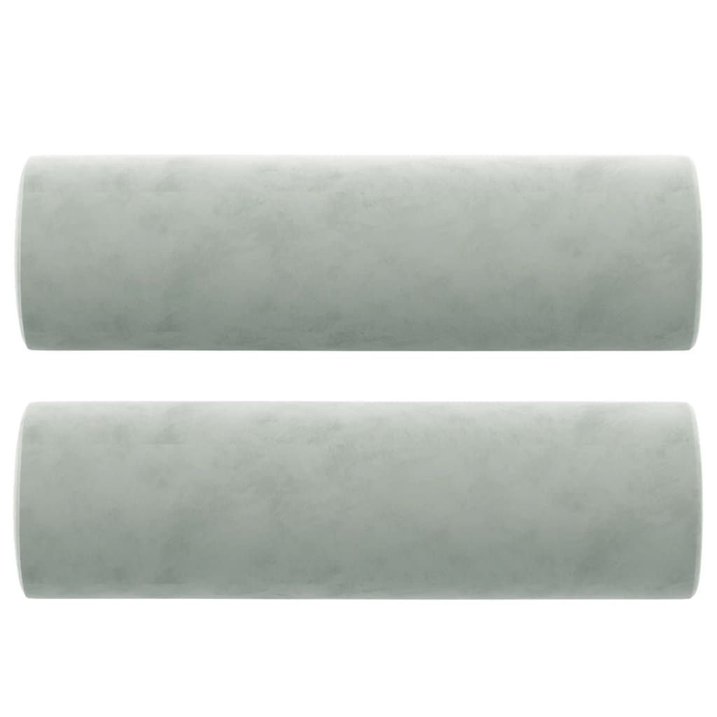 2-Seater Sofa with Throw Pillows Light Grey 140 cm Velvet