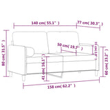 2-Seater Sofa with Throw Pillows Light Grey 140 cm Velvet - Low Angle