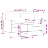 2-Seater Sofa with Throw Pillows Dark Grey 140 cm Velvet - Low Angle