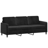 3-Seater Sofa with Throw Pillows Black 180 cm Velvet - Top-Down View