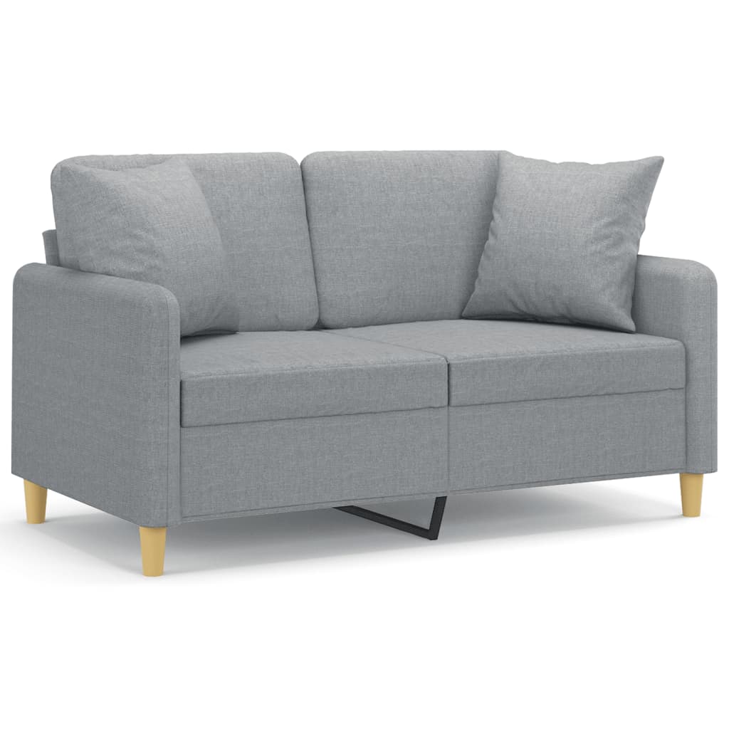 2-Seater Sofa with Throw Pillows Light Grey 120 cm Fabric