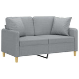 2-Seater Sofa with Throw Pillows Light Grey 120 cm Fabric