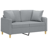 2-Seater Sofa with Throw Pillows Light Grey 120 cm Fabric - Side View